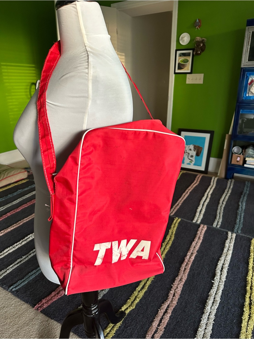 TWA Red Vintage Shoulder Bag Retro Air Travel